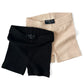 BAMBOO RIBBED BIKER SHORTS - SAND