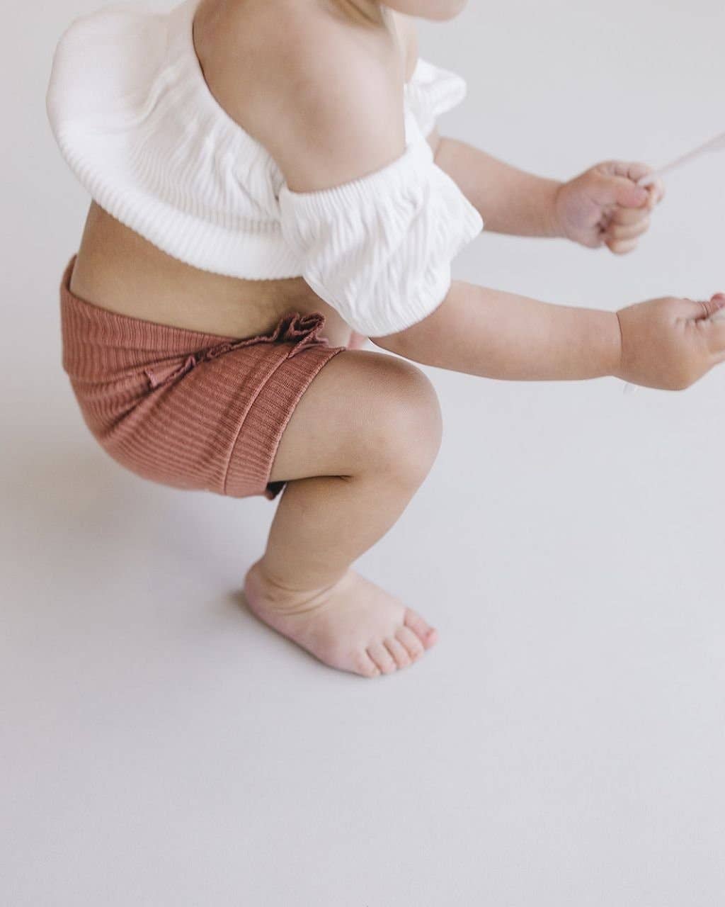 Dusty Rose Crop Top Ribbed Shorts Set