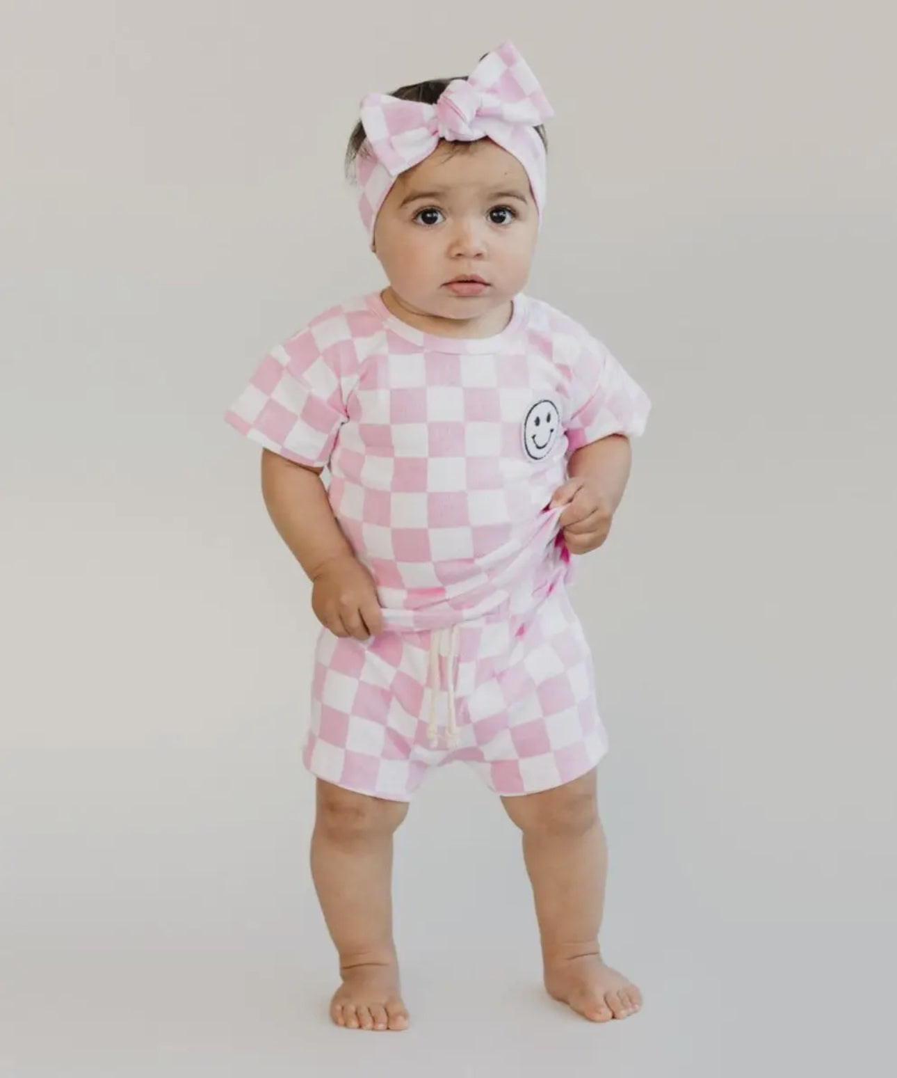 Checkered Shorts Set | Pink