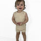 BAMBOO RIBBED BIKER SHORTS - SAND