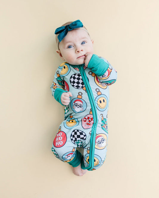 Christmas Ornaments Zip Romper