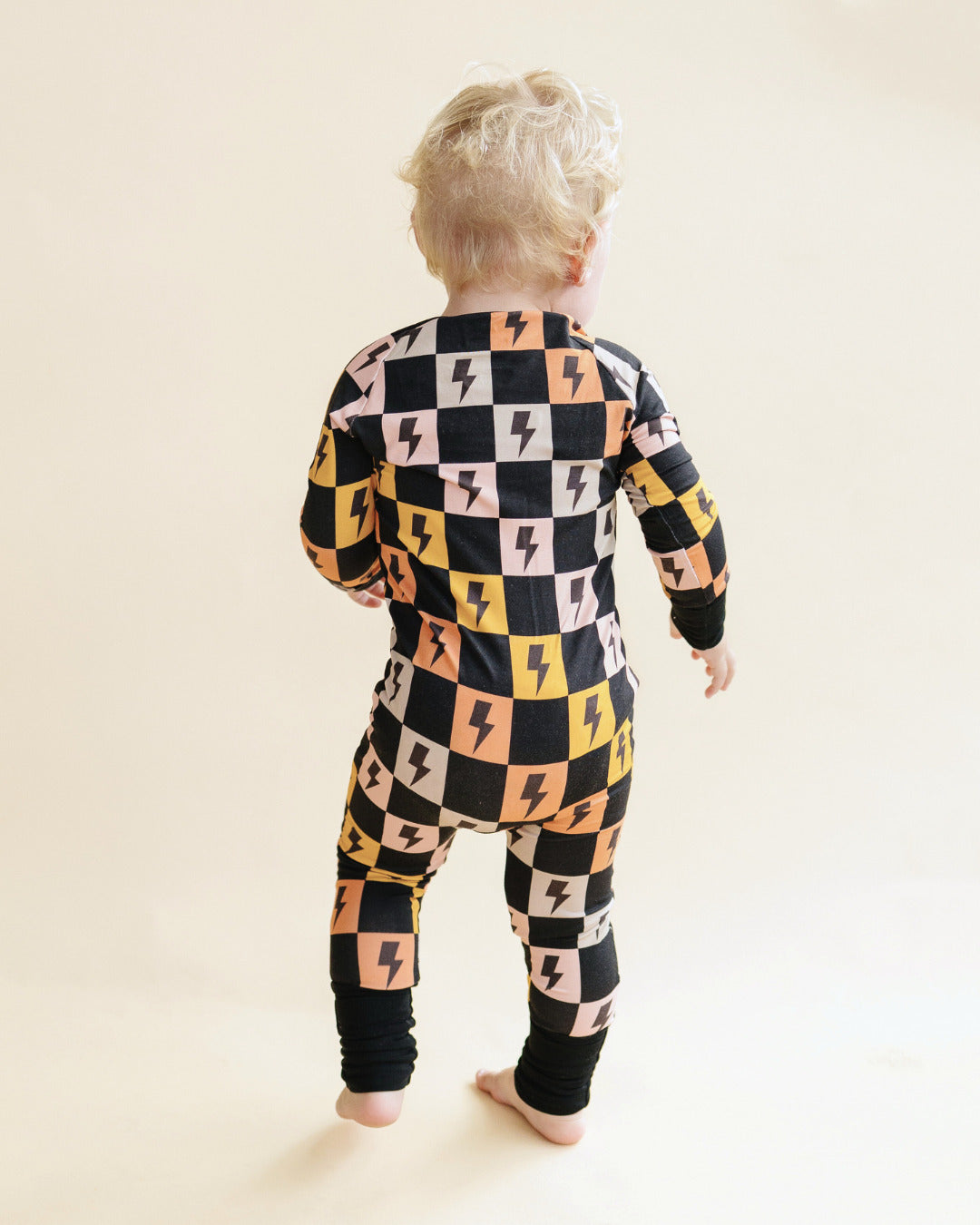 Bamboo Zip Romper | Colorful Checks & Bolts