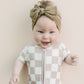 Bamboo Shorty Romper | Latte Checkered