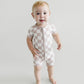 Bamboo Shorty Romper | Latte Checkered