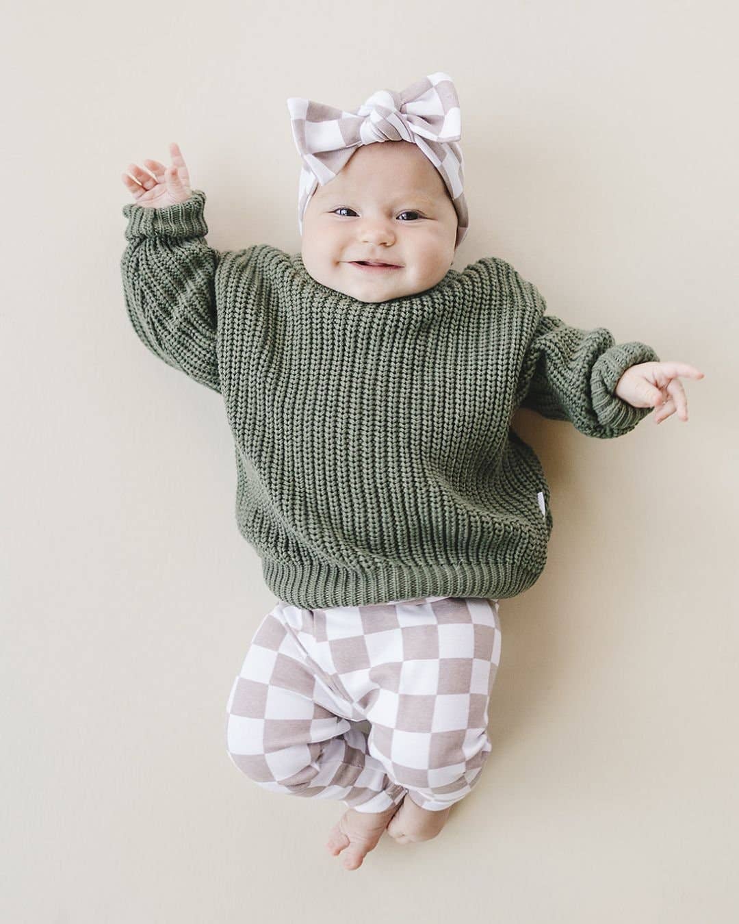 Latte Checkered Headband