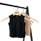 BAMBOO RIBBED POCKET TANK - BLACK