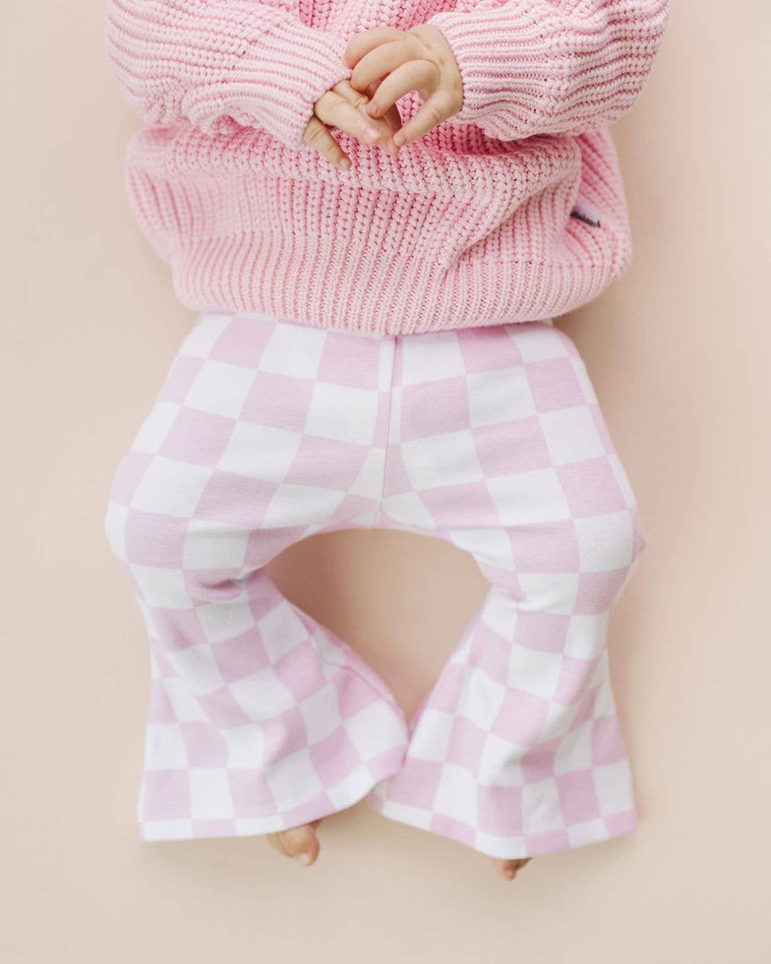 Pink Checkered Flare Pants