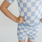 Bamboo Two Piece Shorts Set | Blue Checkered