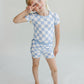 Bamboo Two Piece Shorts Set | Blue Checkered