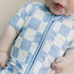 Bamboo Shorty Romper | Blue Checkered