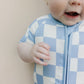 Bamboo Shorty Romper | Blue Checkered