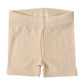 BAMBOO RIBBED BIKER SHORTS - SAND