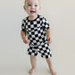 Bamboo Two Piece Shorts Set | Black Checkered