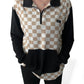 ADULT - BAMBOO CHECKERED COLOR BLOCK PULLOVER