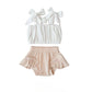 Vanilla Crop Top Ribbed Shorts Set