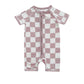 Bamboo Shorty Romper | Latte Checkered