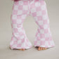 Pink Checkered Flare Pants