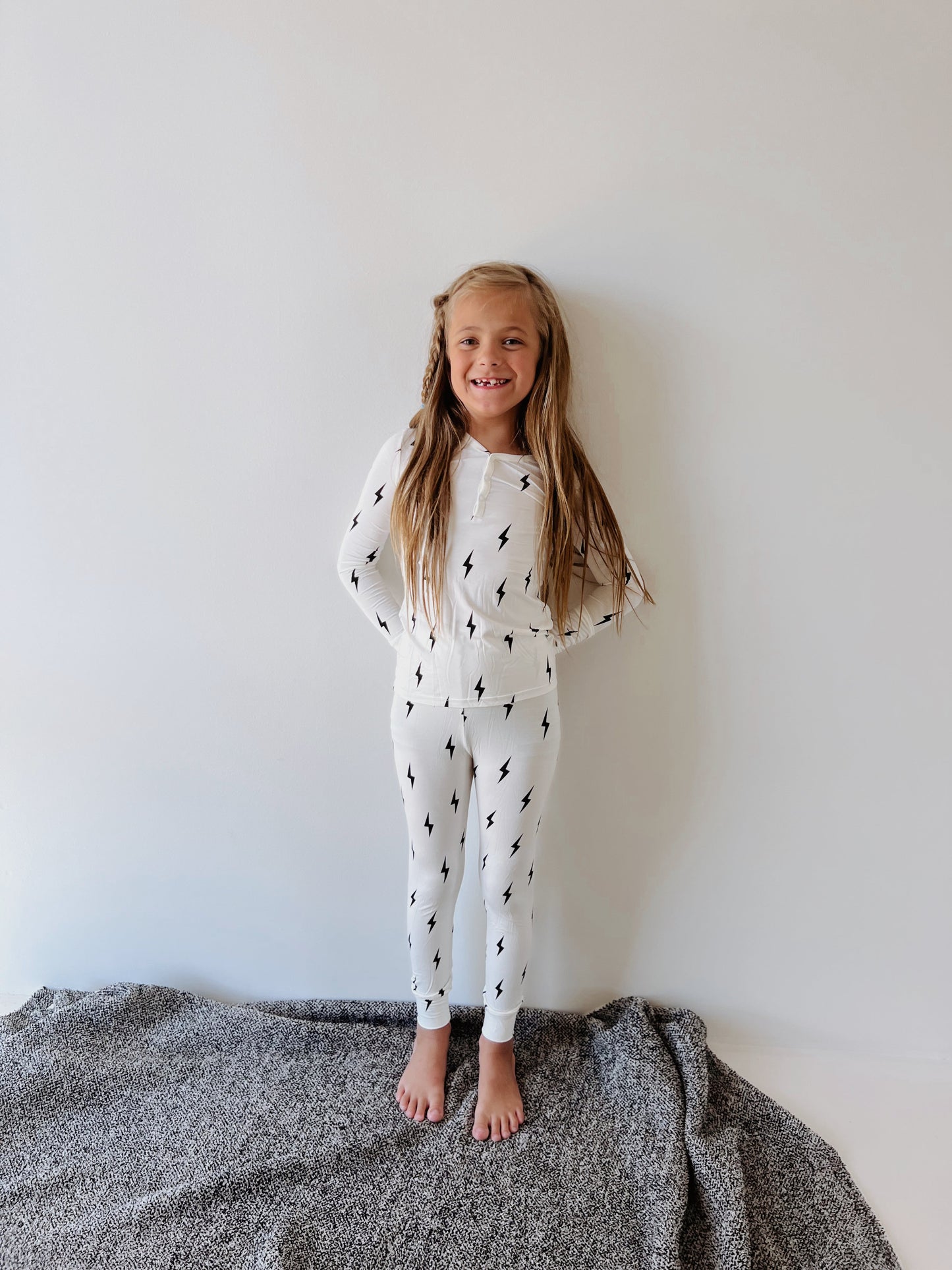 Black & White Lightning Bolt| Two Piece Bamboo Pajamas