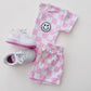 Checkered Shorts Set | Pink