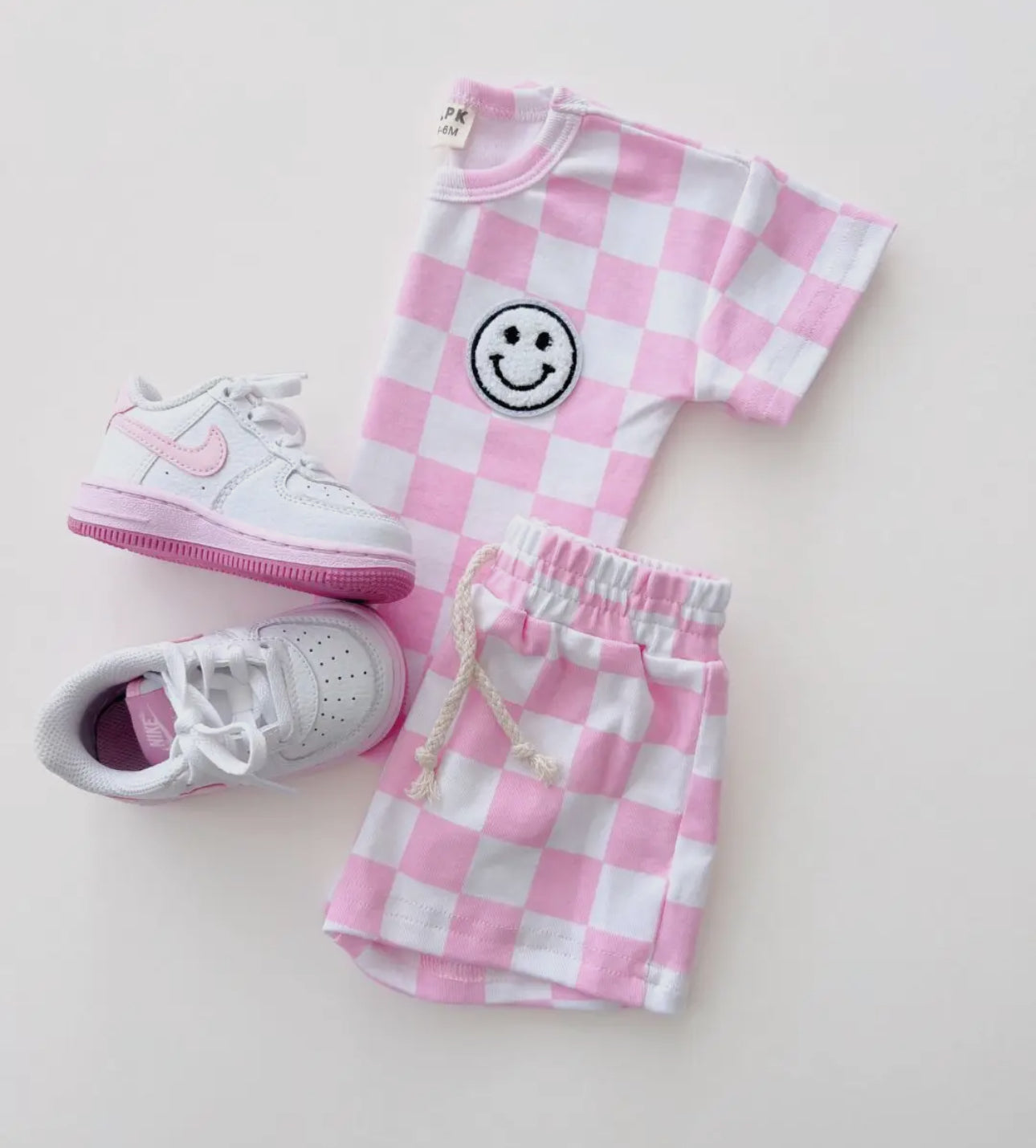 Checkered Shorts Set | Pink