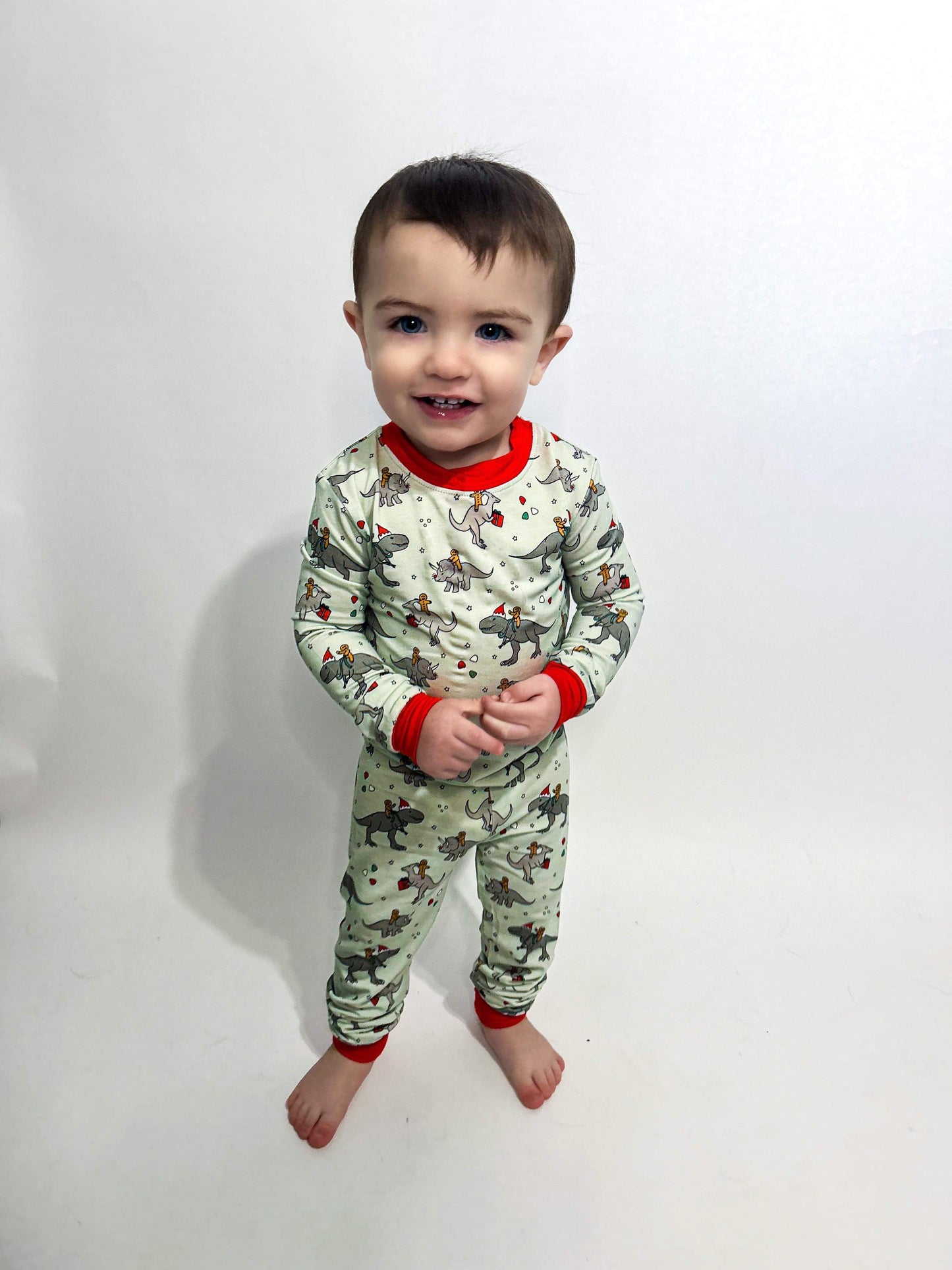 Christmas Dinosaur Gingerbread Man 2 piece Bamboo Pajamas