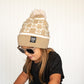 Tan Smiley Check Beanie