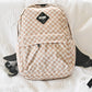 Full Size Tan Checkered Backpack