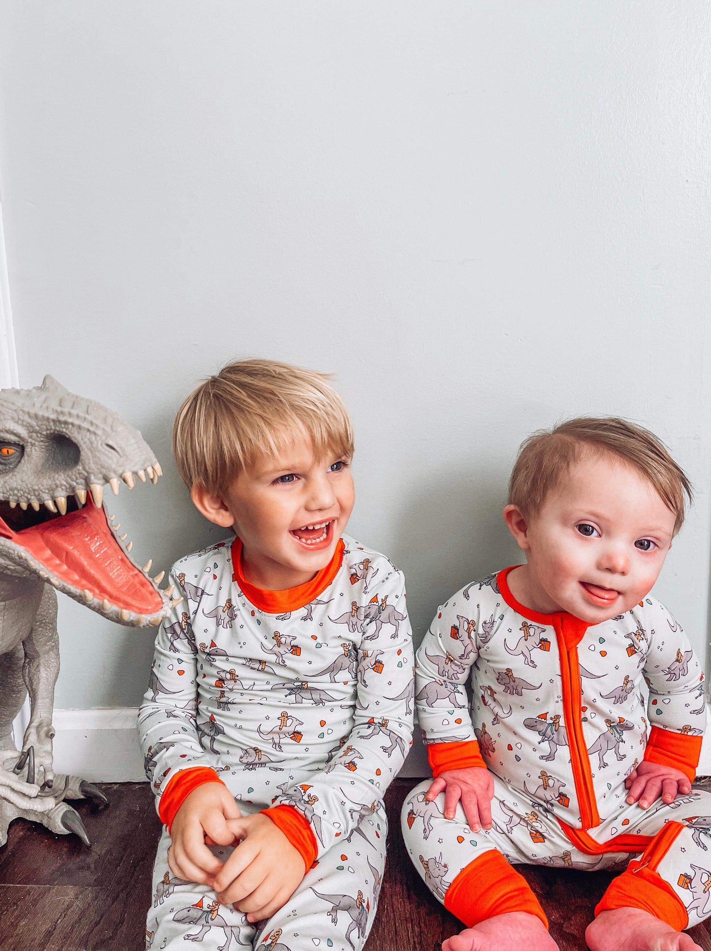 Christmas Dinosaur Gingerbread Man Zippy Bamboo Pajamas