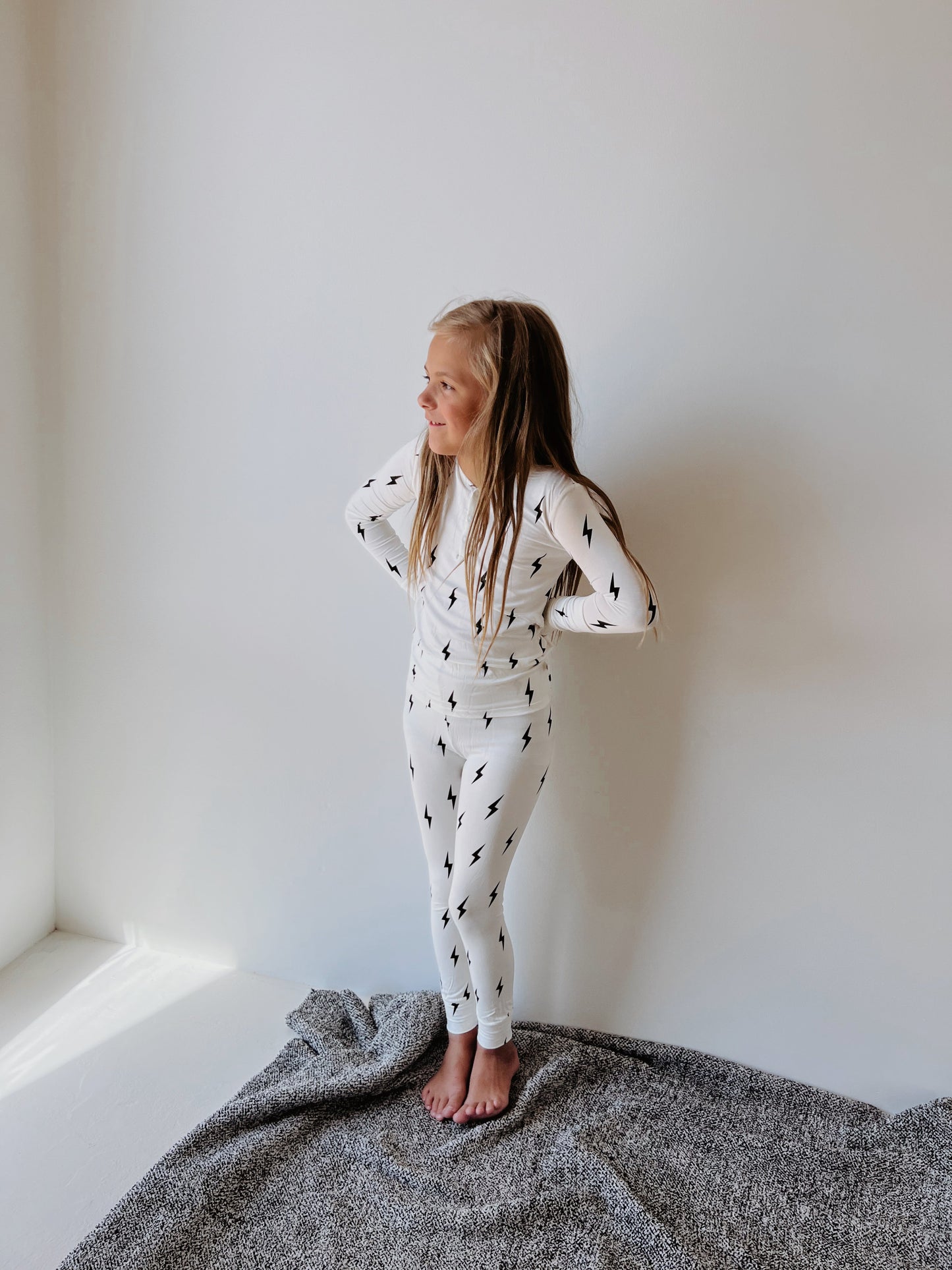 Black & White Lightning Bolt| Two Piece Bamboo Pajamas