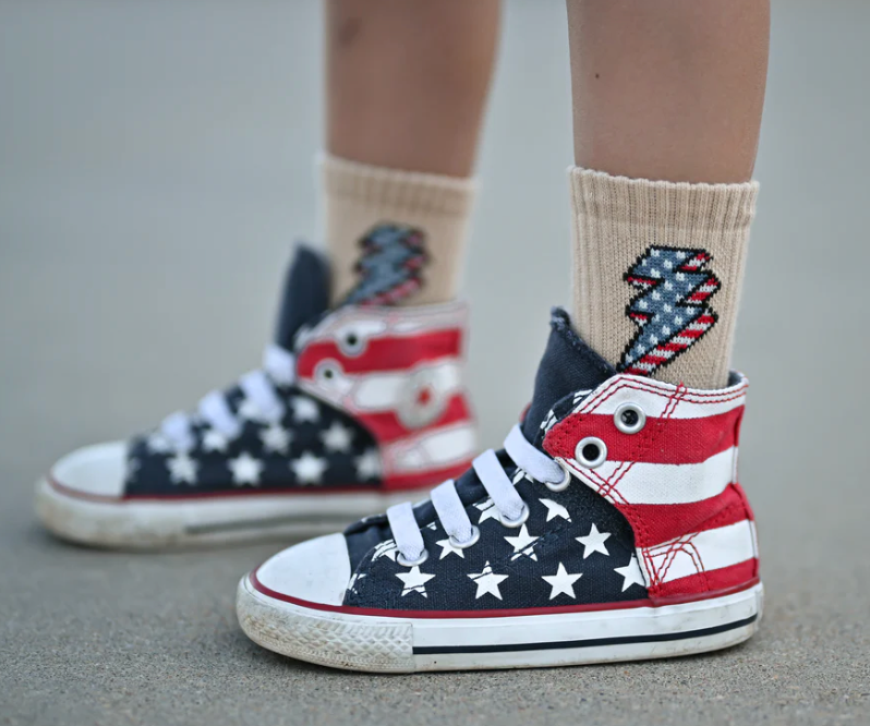 Red, White + Bolt Socks