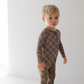 Faded Brown Checkerboard  | Bamboo Zip Pajamas