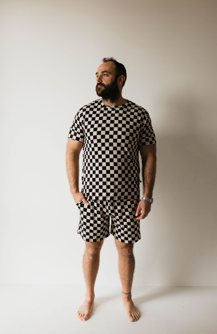 Black Checker | Adult Bamboo Short Pajamas