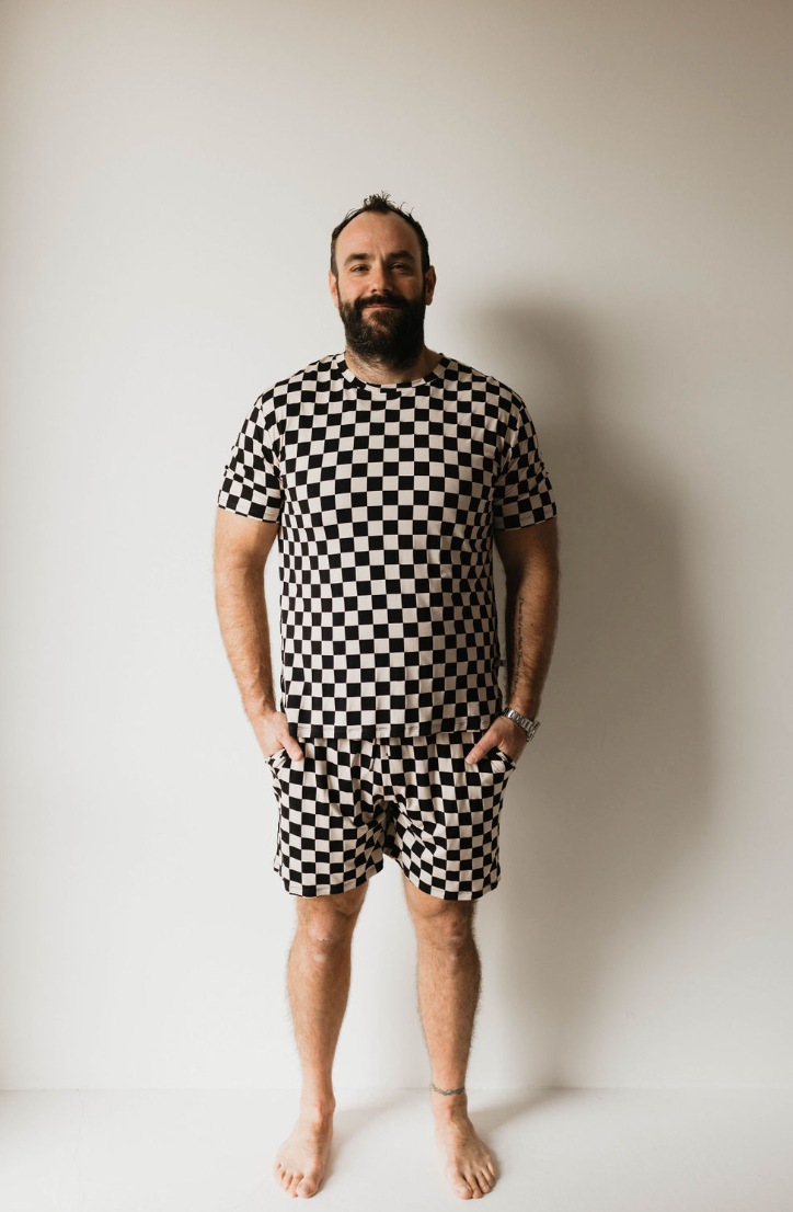 Black Checker | Adult Bamboo Short Pajamas