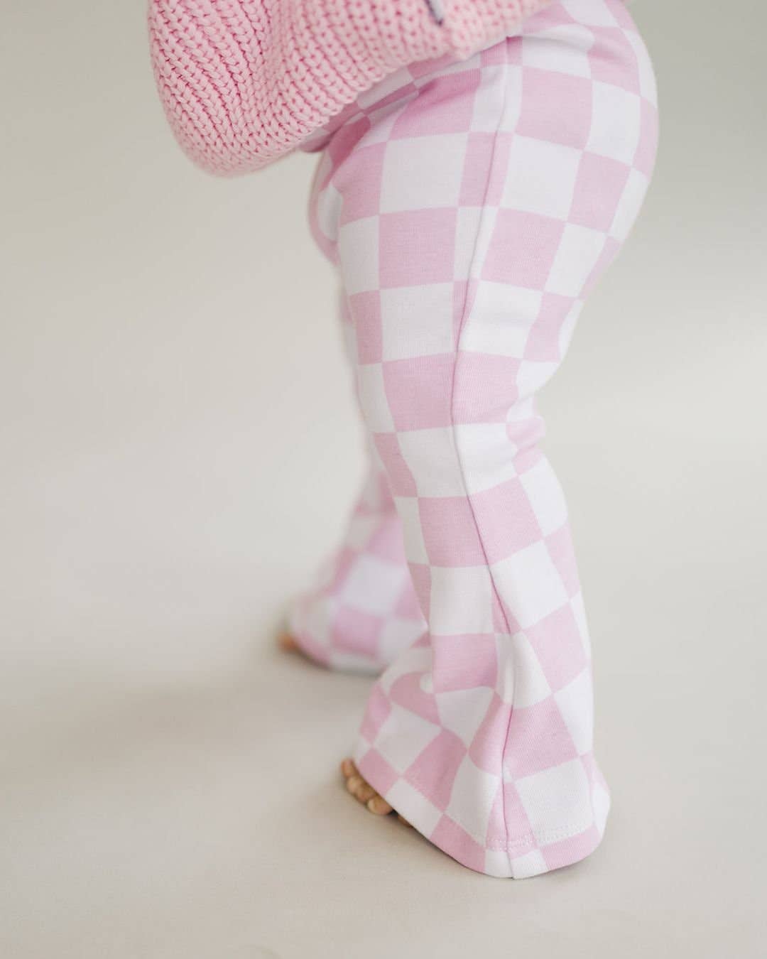 Pink Checkered Flare Pants