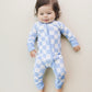 Bamboo Zip Romper | Blue Checkered