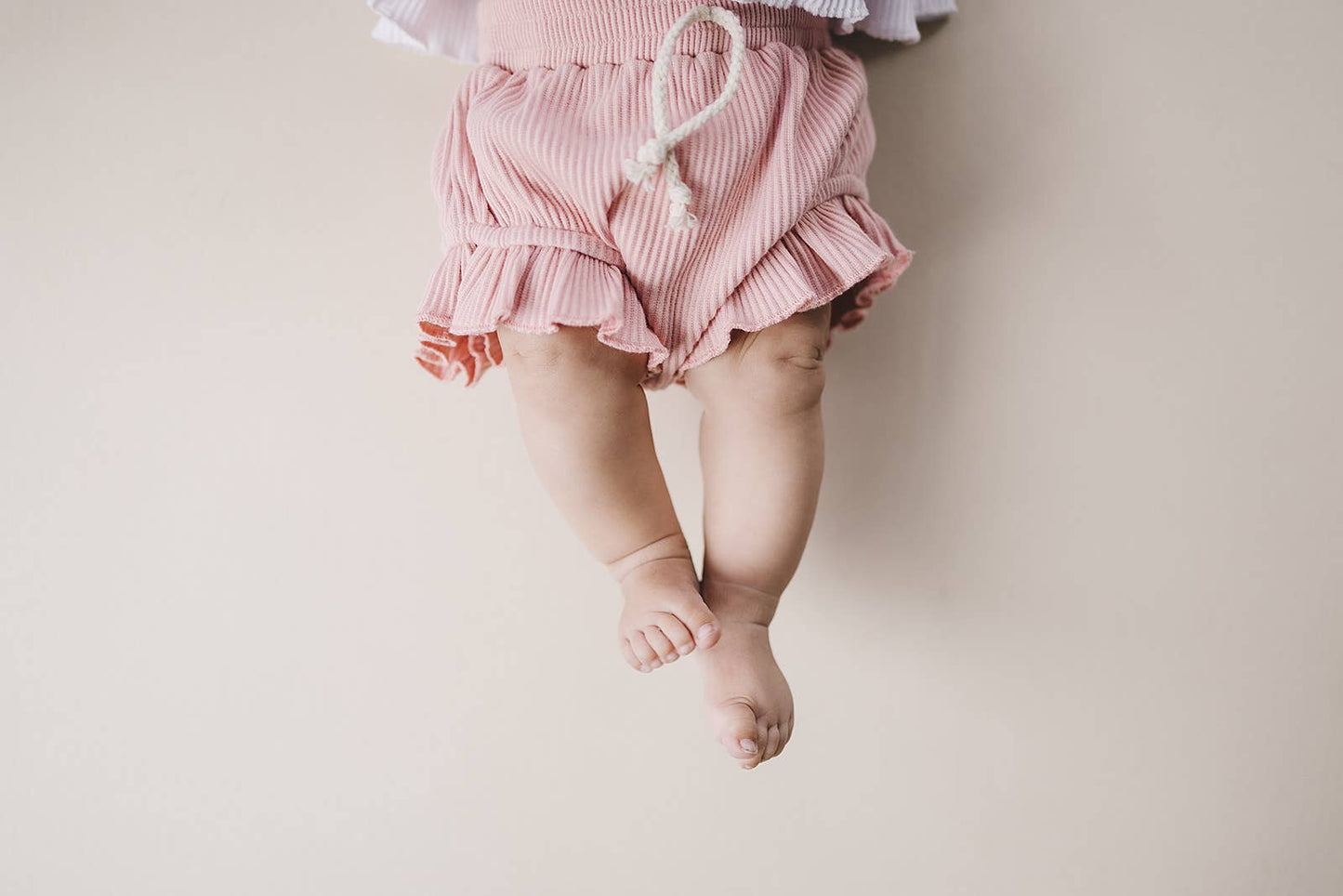 Pink Crop Top Ribbed Shorts Set