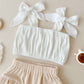 Vanilla Crop Top Ribbed Shorts Set