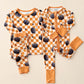 Bamboo Zip Romper | Checkered Pumpkin