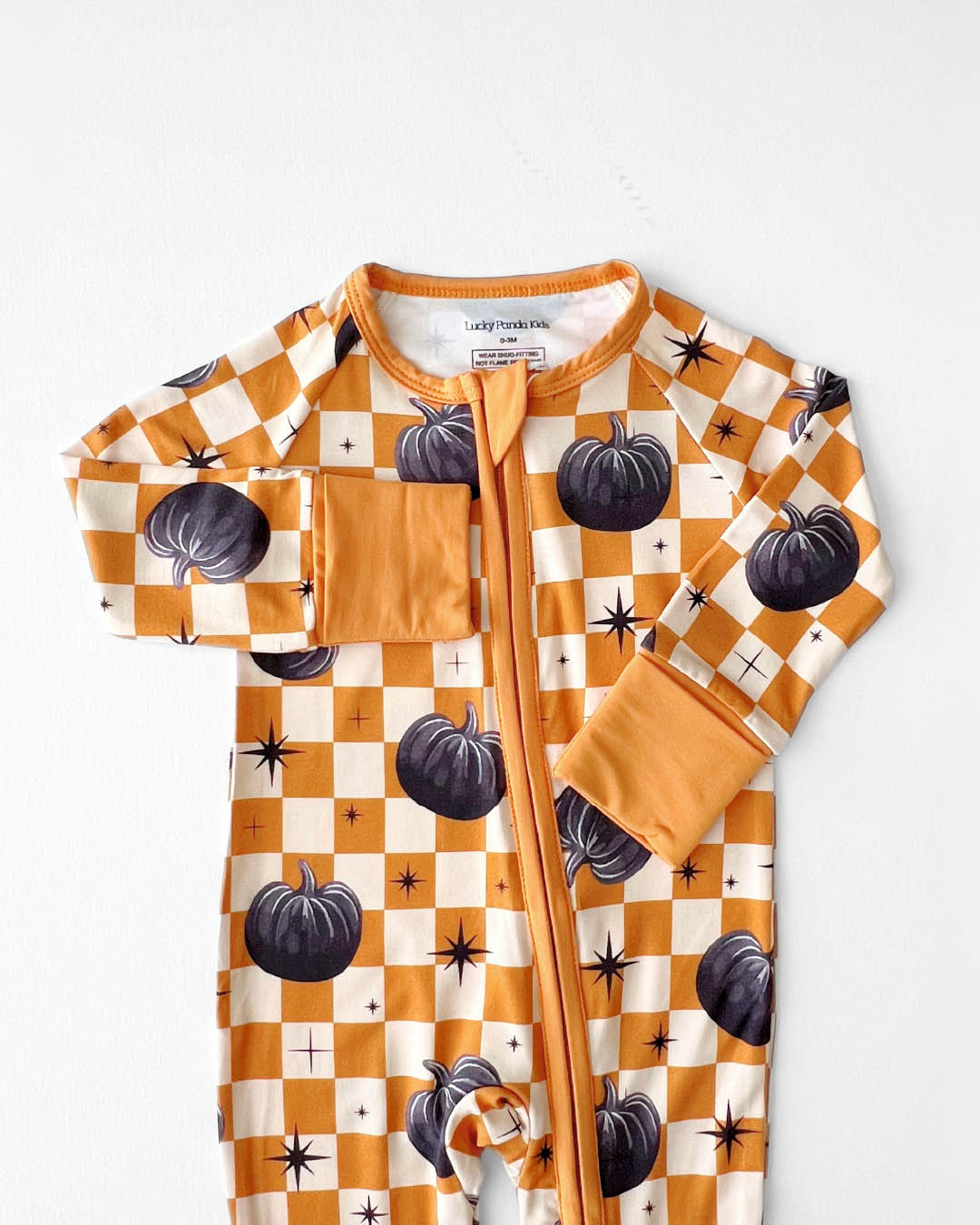 Bamboo Zip Romper | Checkered Pumpkin