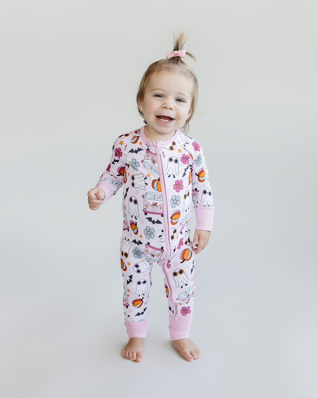 Bamboo Zip Romper | Retro Ghost