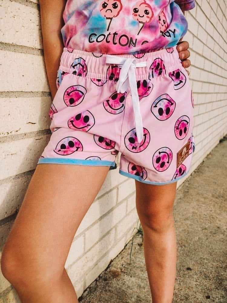 Girls Pink Smiley Boardshorts