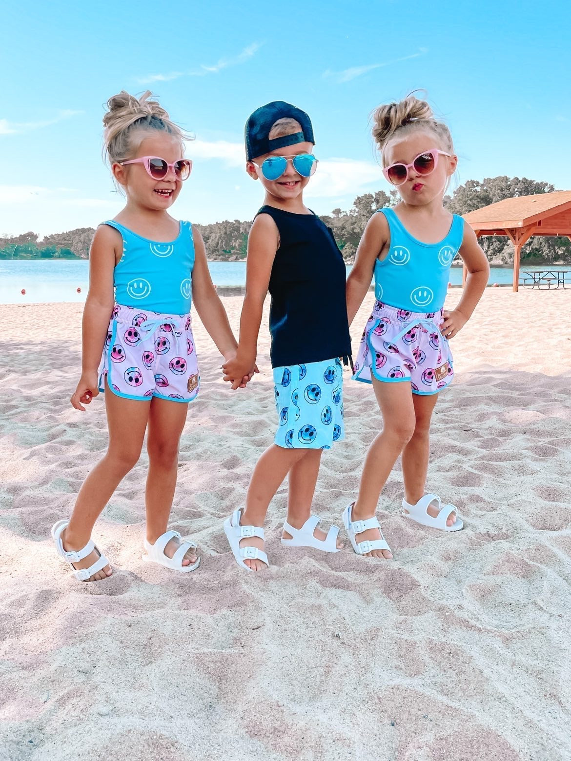 Girls Pink Smiley Boardshorts