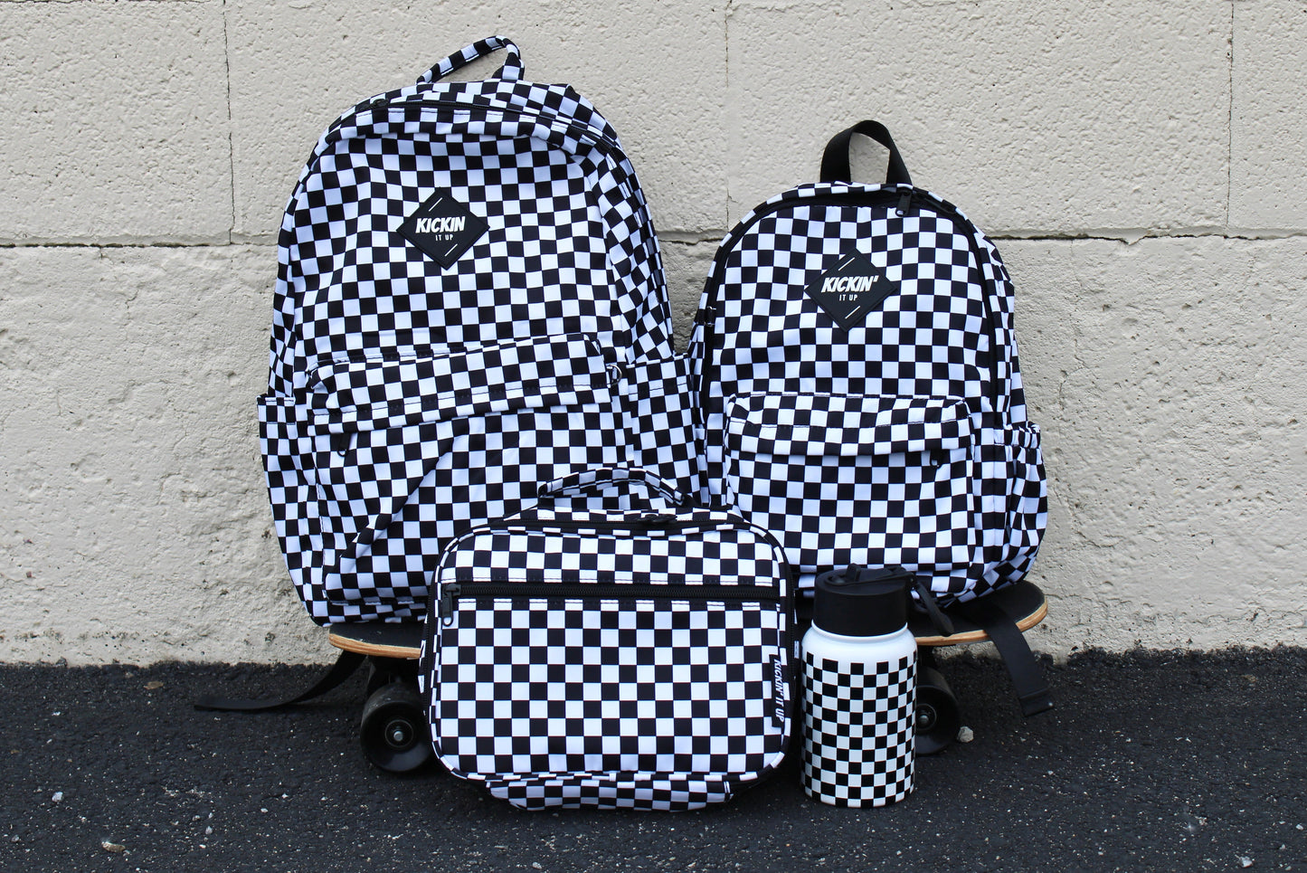 Full Size Black Checkered Backpack