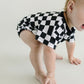 Short Sleeve Bubble Romper | Checkered Smiley Black