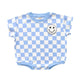 Short Sleeve Bubble Romper | Checkered Smiley Blue