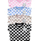 Short Sleeve Bubble Romper | Checkered Smiley Pink