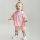 Smiley Shorts Set | Pink Peach