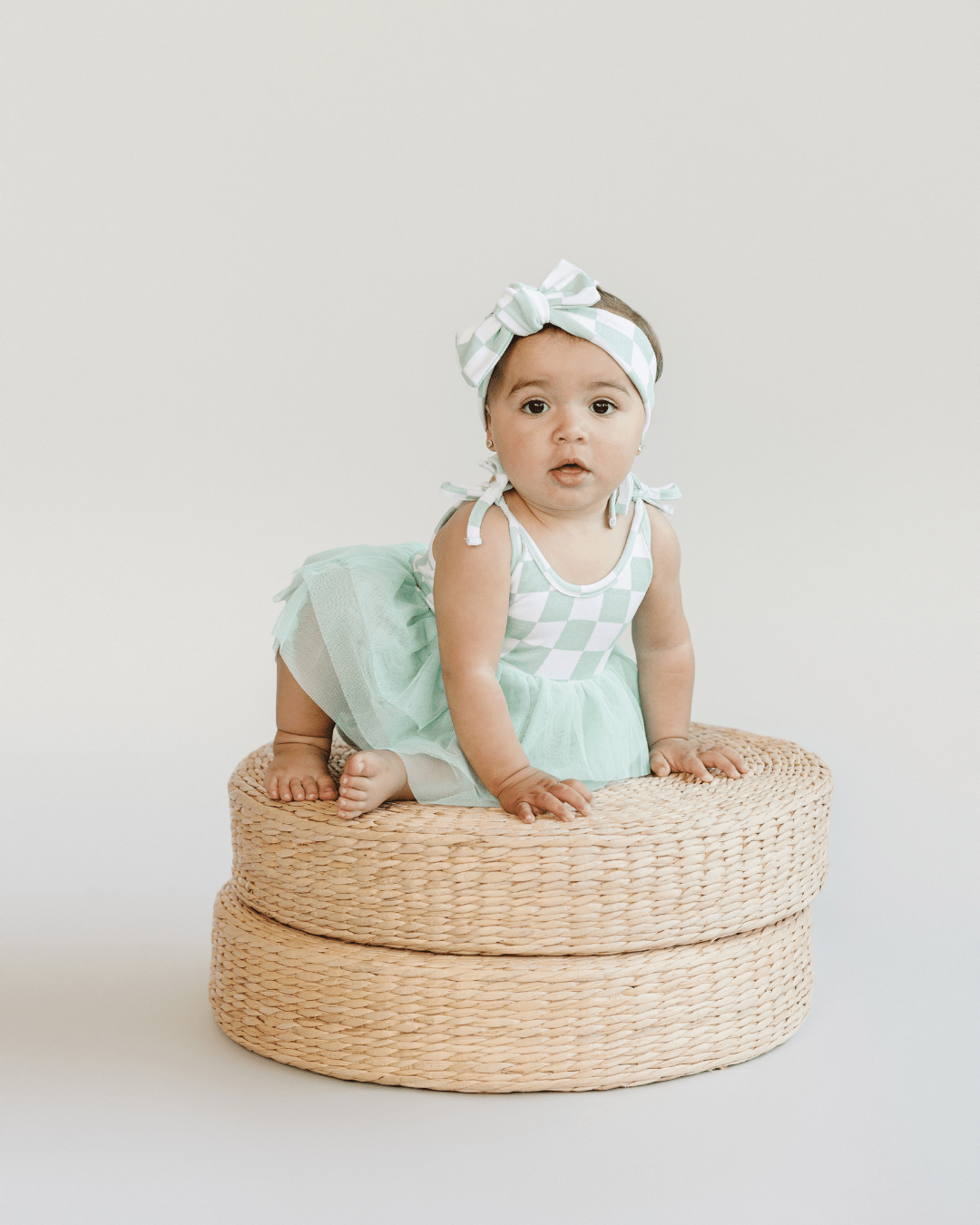 Tutu Romper | Checkered Mint