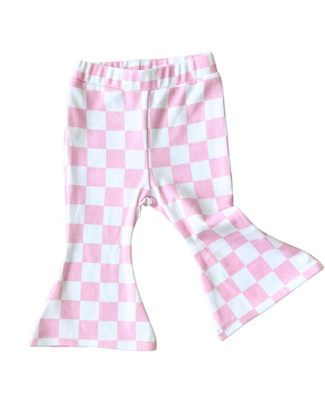 Pink Checkered Flare Pants