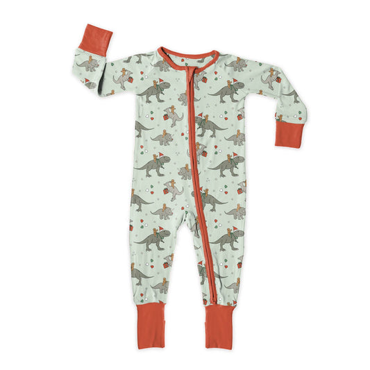 Christmas Dinosaur Gingerbread Man Zippy Bamboo Pajamas